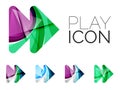 Set of abstract next play arrow icon, business