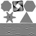 Set of Abstract optical art elements for concept design. 3d optical illusion, line art. Minimal geometric background. Optical