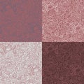 Set of 4 abstract ornamental seamless patterns in marsala color.
