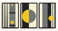 Set of abstract painting of yellow and dark gray geometric shapes Royalty Free Stock Photo