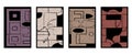Set of 4 Abstract pattern. Illustration for printing on wall decorations. For use in graphics Royalty Free Stock Photo