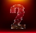 Set of abstract poly luxury glass number character 2 two slash by sword with red color background. illustration eps10