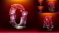 Set of abstract poly luxury glass number zero to four and slash by the sword and red color background. vector illustration eps10
