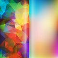 Set of abstract polygon triangles and blurred smooth backgrounds