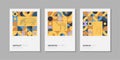 Set of abstract posters with Bauhaus-style geometric mosaics. Collection of trendy retro futuristic covers. Neo Memphis