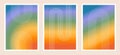 Set of abstract posters with thin linear outline rainbow. Contemporary minimalist background in trendy retro style