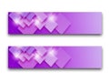 set of abstract purple banners with shape and sparkles