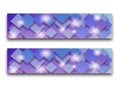 set of abstract purple banners with shape and sparkles