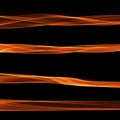 Set of abstract red smoke fire brushes over black background. Wavy elegant collection elements for your design and art Royalty Free Stock Photo