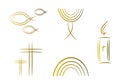 Set of abstract religious symbols (gold) Royalty Free Stock Photo