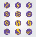 Set of 12 Abstract Round Icons / S / Infinity / Eight