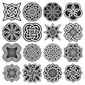 Set of abstract sacred geometry symbols in Celtic knots style.