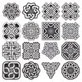 Set of abstract sacred geometry symbols in Celtic knots style.