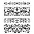 Set of abstract seamless lace borders with hatch Royalty Free Stock Photo