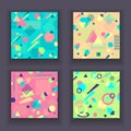 Set Abstract seamless patterns in postmodern Memphis Style