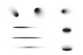 Set of abstract shadow effects. Circles, ovals, and lines with gradient noise, grainy textures, and stipple designs