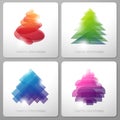 Set of abstract shiny christmas trees.