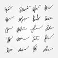 Set of abstract signatures. Unreadable autographs.