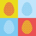 Set of abstract silhouettes of Easter eggs on a colored background. Simple flat vector illustration. Suitable for decoration of po