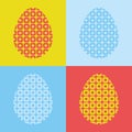 Set of abstract silhouettes of Easter eggs on a colored background. Simple flat vector illustration. Suitable for decoration of