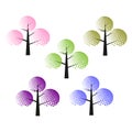 Set abstract simple colorful digital network tree logo Royalty Free Stock Photo