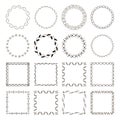 Set of 16 Abstract simple geometric frames. Round and square shapes