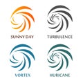 Set of abstract spinning vector logos. Collection of natural dis