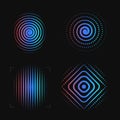 Set of abstract spiral. Finger print logo template. Biometric, Security system logotype. Eye scanner icon. Vectors.