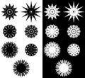 Set of abstract spirograph symbols. Decorative design elements. Outline kaleidoscope icons. Vector