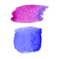 Set of abstract stains. Pink and blue colors. Bright creative backdrop. Watercolor texture with brush strokes. Spots isolated Royalty Free Stock Photo