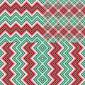 Set abstract striped zigzag christmas seamless patterns