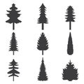 Set of abstract stylized balack trees silhouette. Vector illustration
