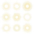 Set abstract sunbursts. The vintage explosion of a star. Retro frames by hand in geometric style. Royalty Free Stock Photo