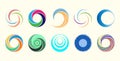Set of abstract swirl and spiral colorful icons logo design elements Royalty Free Stock Photo