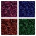 Set of abstract swirls seamless pattern.