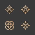 Set Abstract symbol in ornamental bohemian navajo logo
