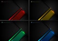 Set of abstract template black and blue, red, green and yellow geometric overlapping with shadow and lighting effect on dark Royalty Free Stock Photo