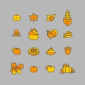 Set of abstract thanksgiving day icon. holiday symbols