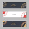 Set of 3 abstract vector banner templates. Banners with geometric elements, dots, rounded lines, curves Royalty Free Stock Photo