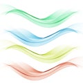 Set of Abstract vector flow transparent color wave. Dynamic wavy lines Royalty Free Stock Photo