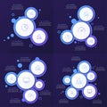 Set of abstract vector gradient minimalistic infographic templates composed of 3 4 5 6 circles