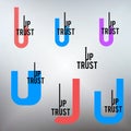 Trust up logo set with letter U