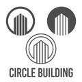 set abstract vector illustration circle building icon logo construction black color