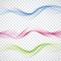 Set Abstract vector wave, blue, green, pink waved lines for design brochure, website, flyer Royalty Free Stock Photo