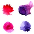 Set of abstract violet and pink watercolor circles. Vector backdrop for logo and text.