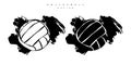 Set abstract volleyballs, brush style. Vector illustration. Royalty Free Stock Photo
