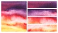 Set of abstract watercolor background. Liquid ink on texture paper. Rainbow gradient from yellow to red to purple Royalty Free Stock Photo