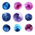 Set of abstract watercolor backgrounds. iridescent round spot is not the right shape. Mauve pink blue purple circles Royalty Free Stock Photo