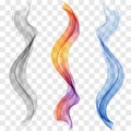 Set abstract wave. Colorful wave. Transparent wave set. Color wave. Smoke wave.