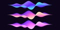 Set of abstract wave shape for voice recognition system, futuristic waveform for virtual assistant. Gradient audio wave